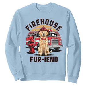 Firehouse Furiend Golden Retriever Firefighter Sweatshirt Fire Engine Rescue Dog Lover Gift