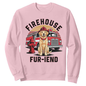 Firehouse Furiend Golden Retriever Firefighter Sweatshirt Fire Engine Rescue Dog Lover Gift