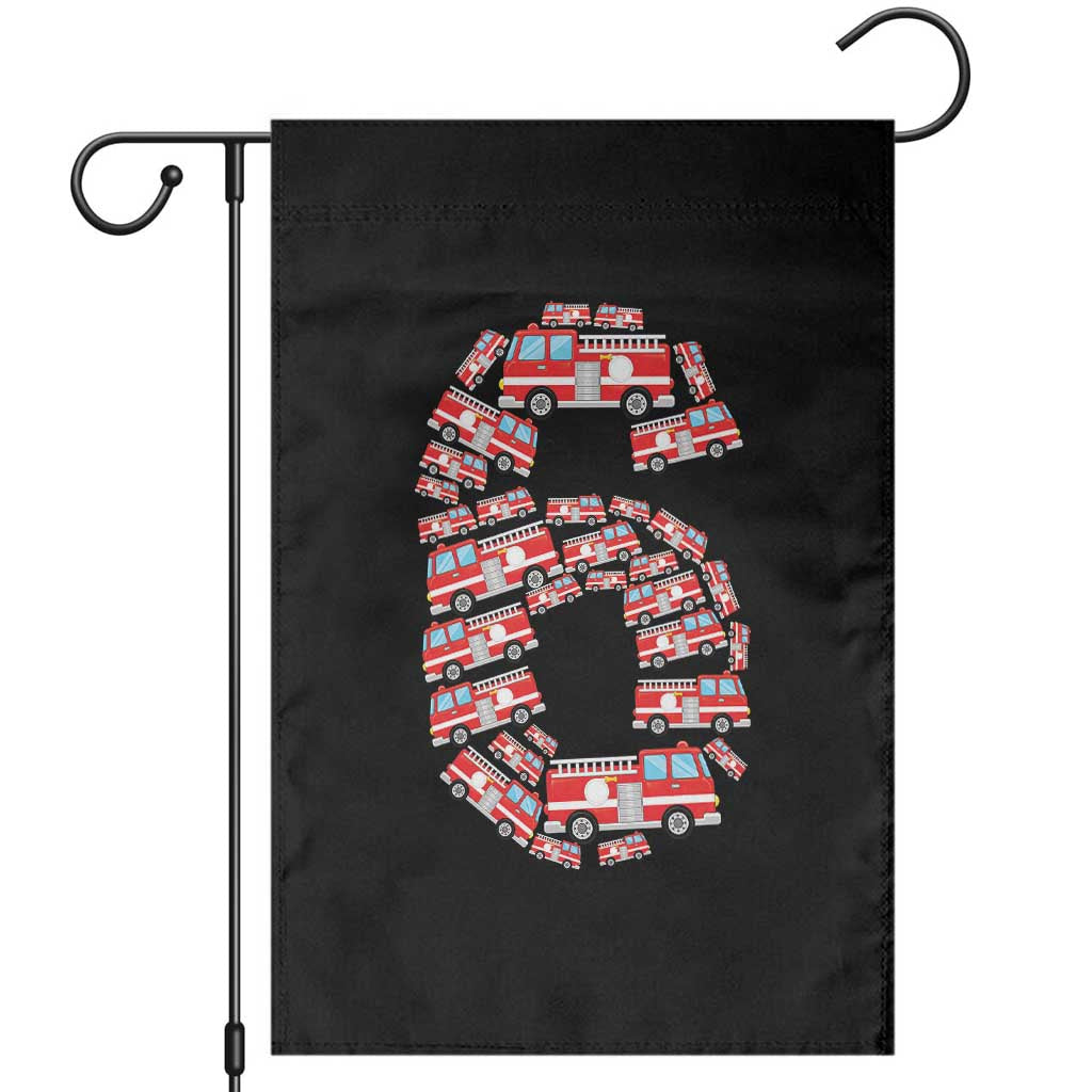 Fire Truck 6th Birthday Garden Flag Firefighter Gift For Six Year Old Kid