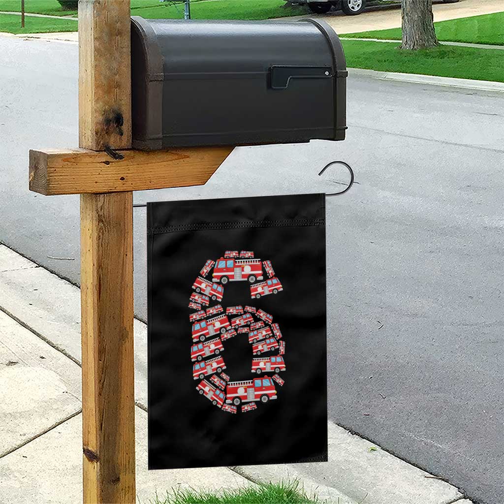 Fire Truck 6th Birthday Garden Flag Firefighter Gift For Six Year Old Kid