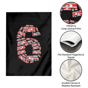 Fire Truck 6th Birthday Garden Flag Firefighter Gift For Six Year Old Kid