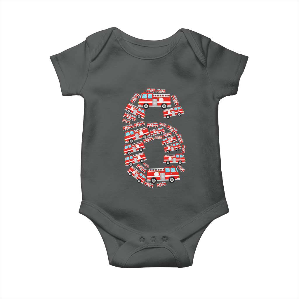 Fire Truck 6th Birthday Baby Onesie Firefighter Gift For Six Year Old Kid