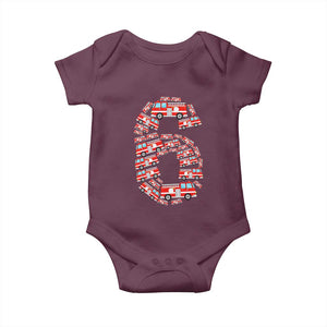 Fire Truck 6th Birthday Baby Onesie Firefighter Gift For Six Year Old Kid