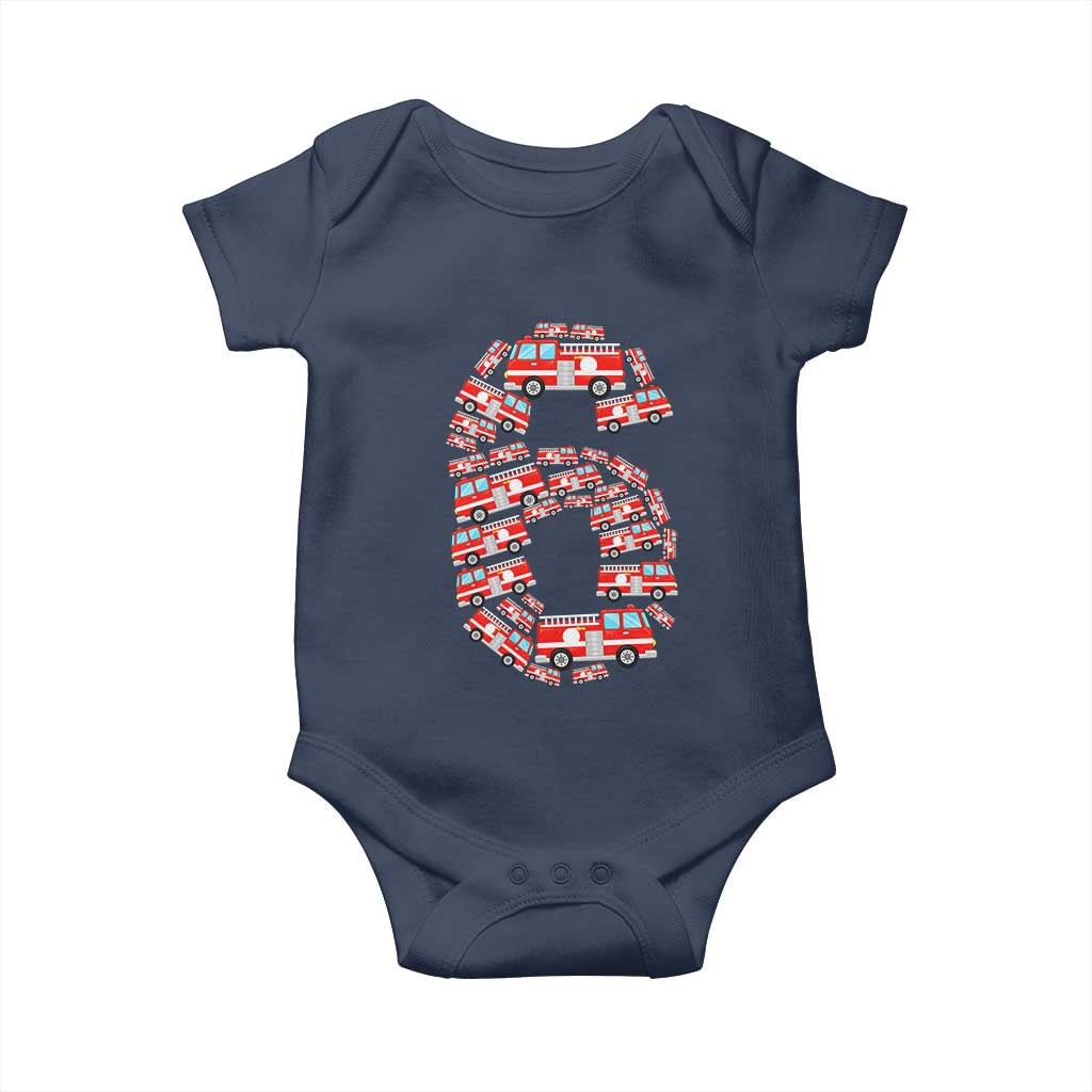 Fire Truck 6th Birthday Baby Onesie Firefighter Gift For Six Year Old Kid