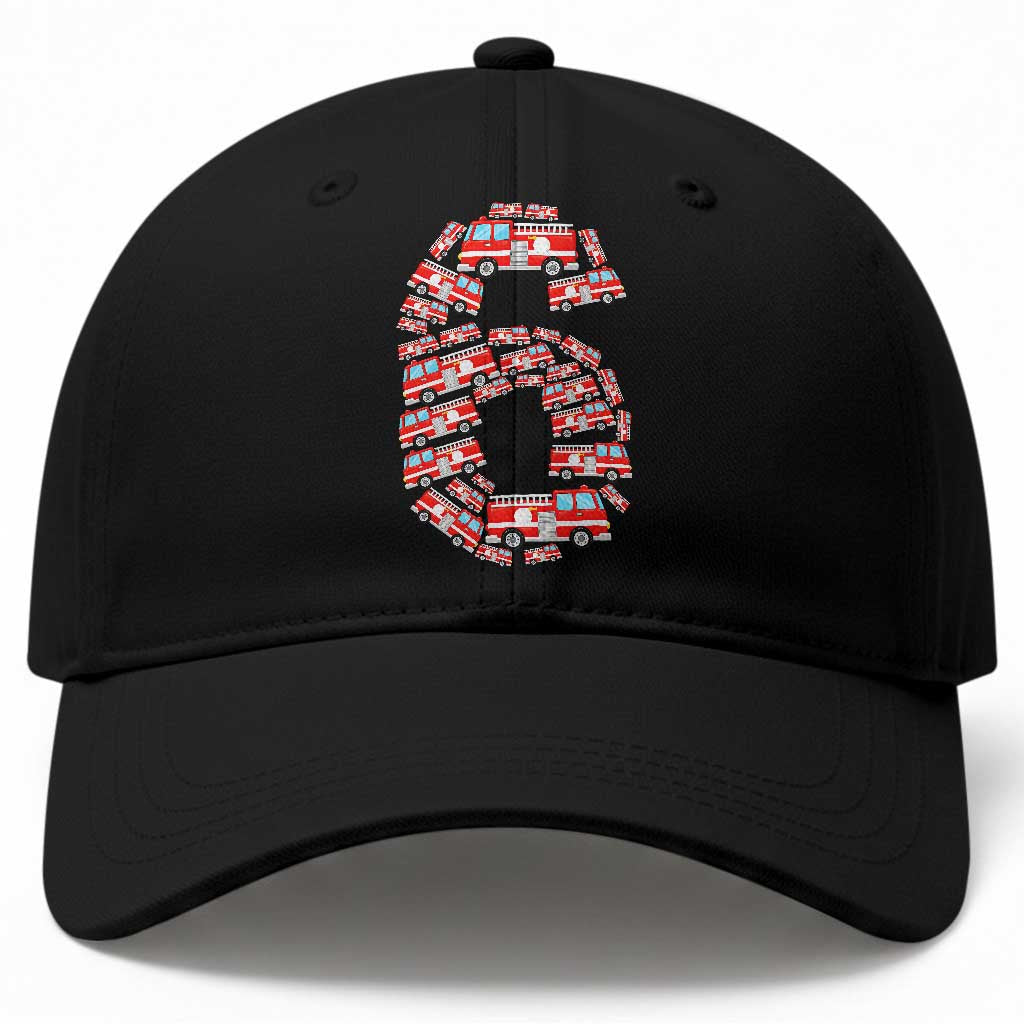 Fire Truck 6th Birthday Baseball Cap Firefighter Gift For Six Year Old Kid
