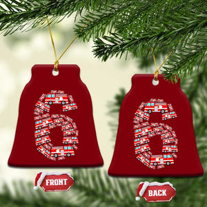 Fire Truck 6th Birthday Ceramic Ornament Firefighter Gift For Six Year Old Kid