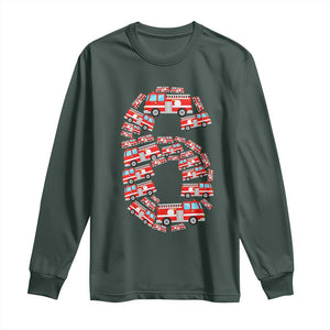 Fire Truck 6th Birthday Long Sleeve Shirt Firefighter Gift For Six Year Old Kid