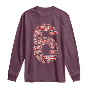 Fire Truck 6th Birthday Long Sleeve Shirt Firefighter Gift For Six Year Old Kid