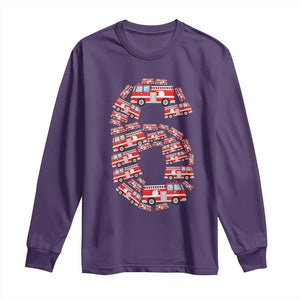 Fire Truck 6th Birthday Long Sleeve Shirt Firefighter Gift For Six Year Old Kid