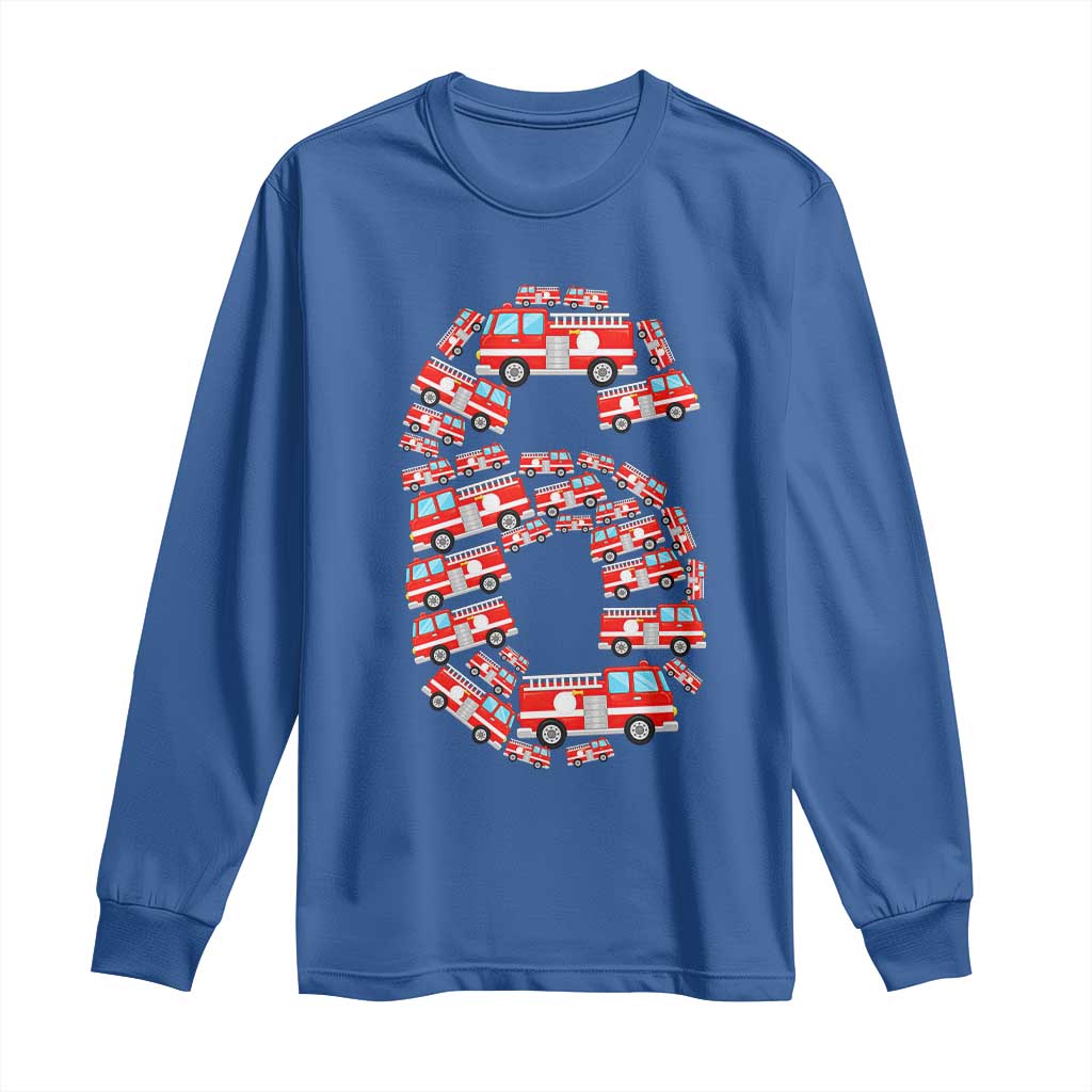 Fire Truck 6th Birthday Long Sleeve Shirt Firefighter Gift For Six Year Old Kid
