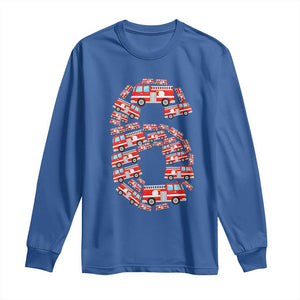 Fire Truck 6th Birthday Long Sleeve Shirt Firefighter Gift For Six Year Old Kid