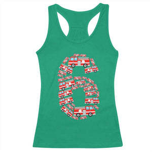 Fire Truck 6th Birthday Racerback Tank Top Firefighter Gift For Six Year Old Kid