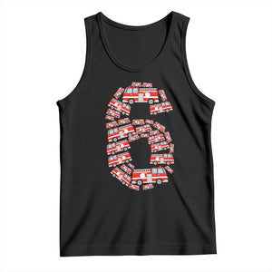 Fire Truck 6th Birthday Tank Top Firefighter Gift For Six Year Old Kid