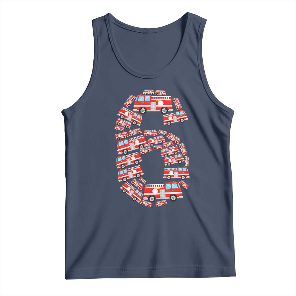 Fire Truck 6th Birthday Tank Top Firefighter Gift For Six Year Old Kid