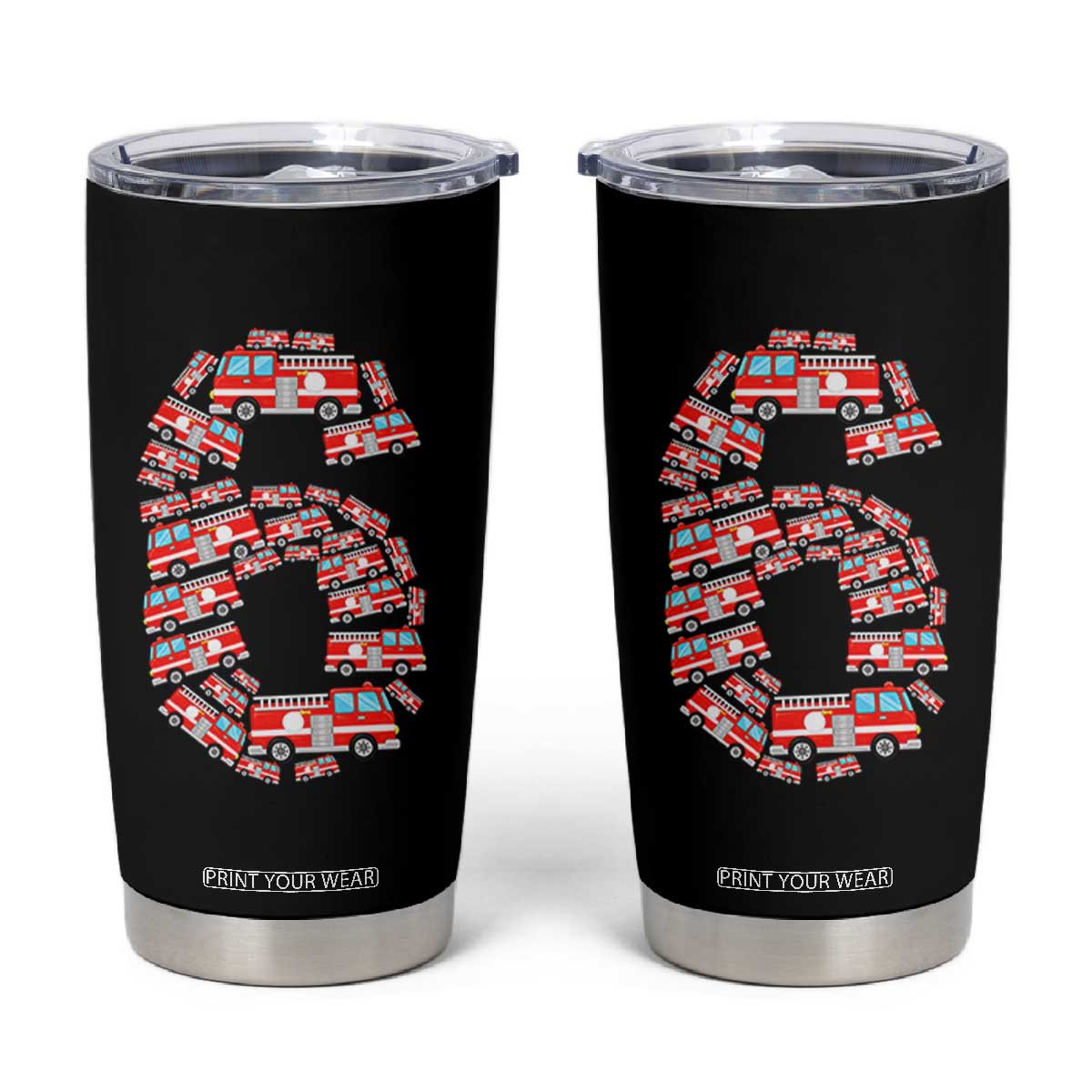 Fire Truck 6th Birthday Tumbler Cup Firefighter Gift For Six Year Old Kid