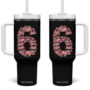 Fire Truck 6th Birthday Tumbler With Handle Firefighter Gift For Six Year Old Kid