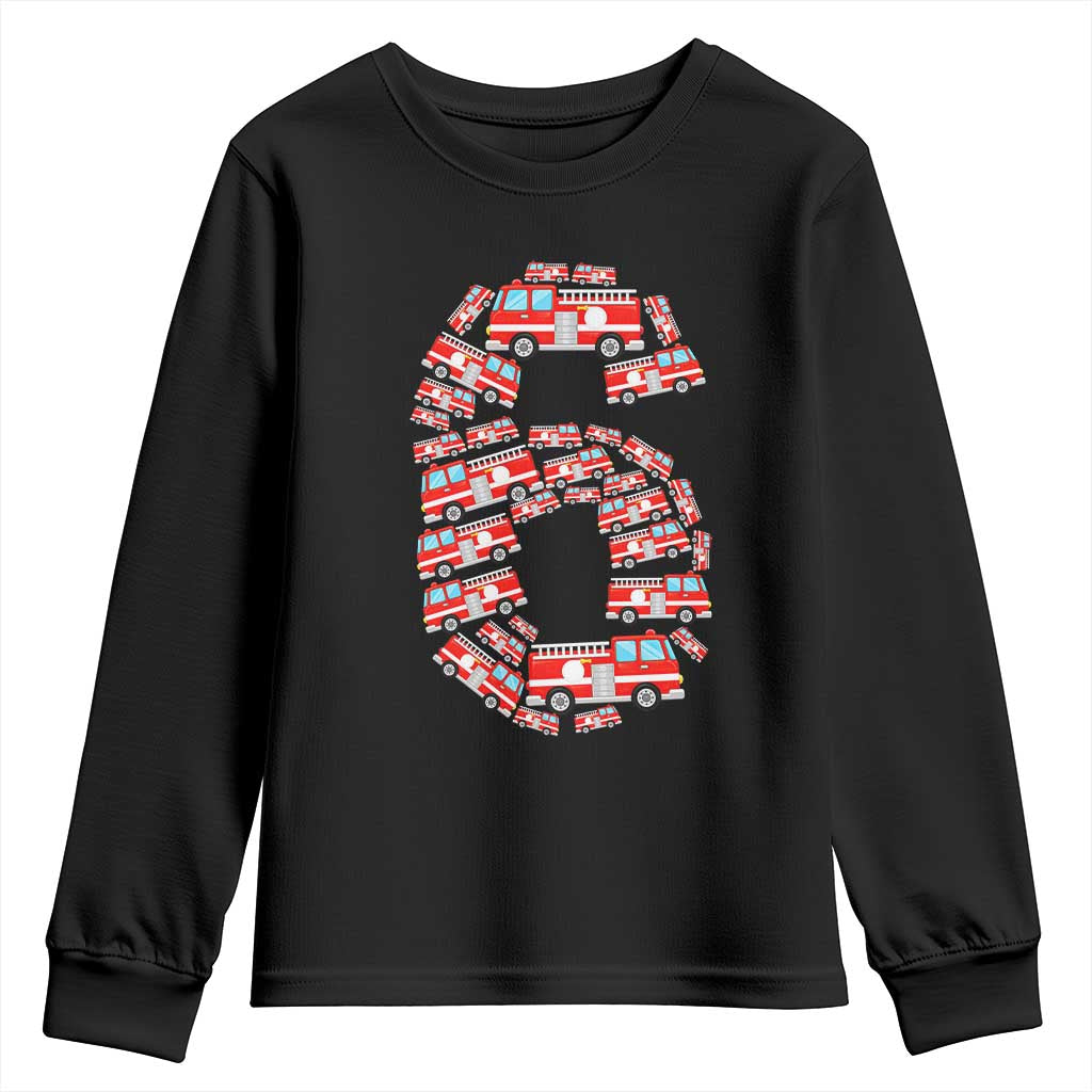 Fire Truck 6th Birthday Youth Sweatshirt Firefighter Gift For Six Year Old Kid