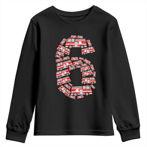 Fire Truck 6th Birthday Youth Sweatshirt Firefighter Gift For Six Year Old Kid