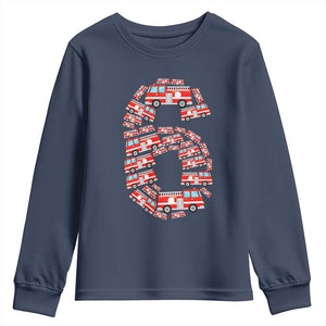 Fire Truck 6th Birthday Youth Sweatshirt Firefighter Gift For Six Year Old Kid