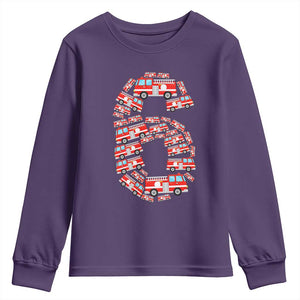 Fire Truck 6th Birthday Youth Sweatshirt Firefighter Gift For Six Year Old Kid