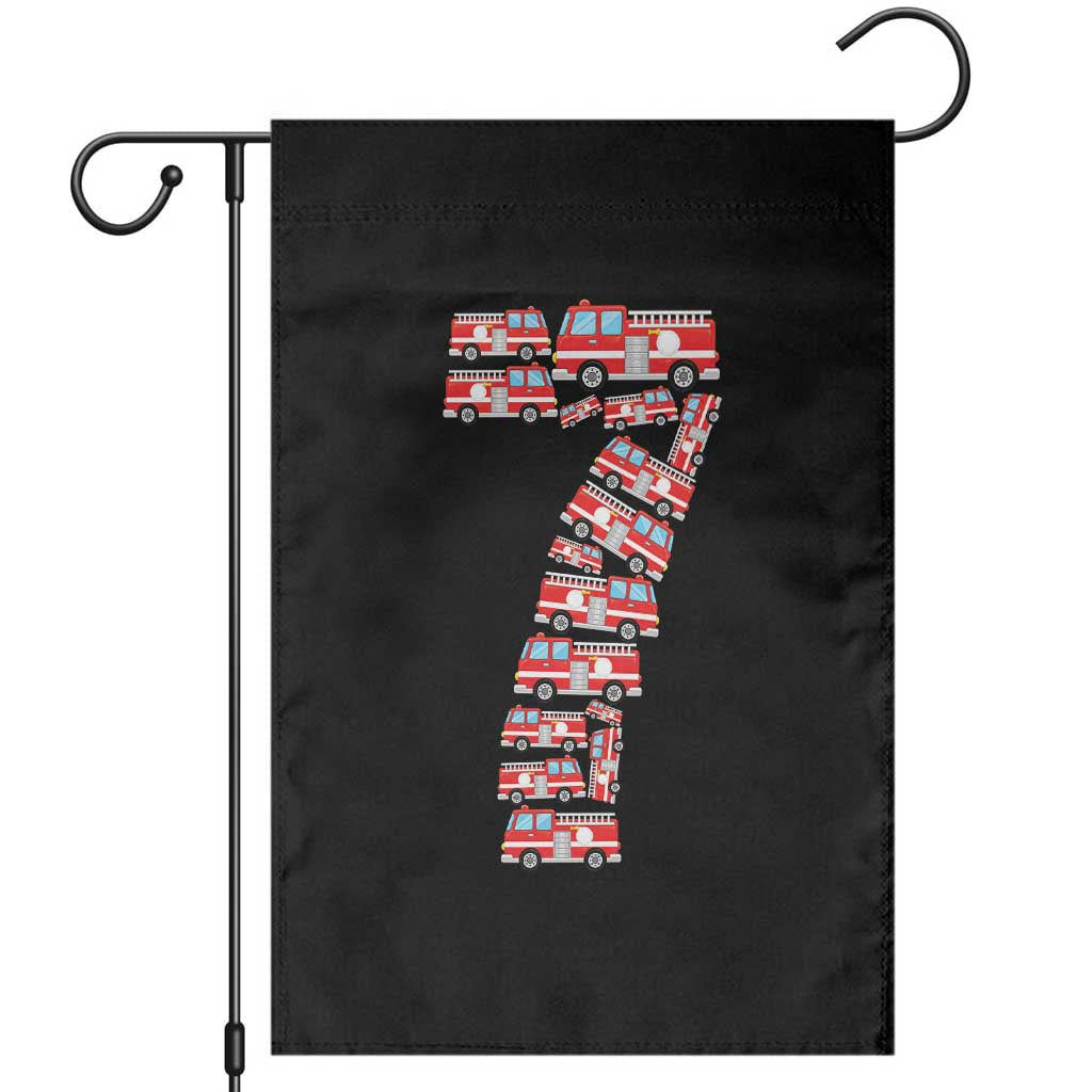 Fire Truck 7th Birthday Garden Flag Firefighter Gift For Seven Year Old Kid