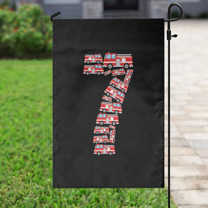 Fire Truck 7th Birthday Garden Flag Firefighter Gift For Seven Year Old Kid