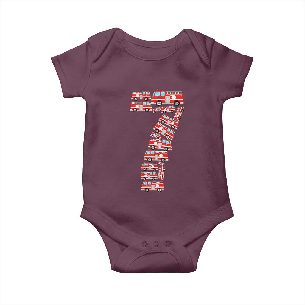 Fire Truck 7th Birthday Baby Onesie Firefighter Gift For Seven Year Old Kid