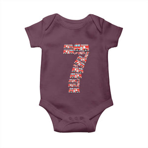 Fire Truck 7th Birthday Baby Onesie Firefighter Gift For Seven Year Old Kid