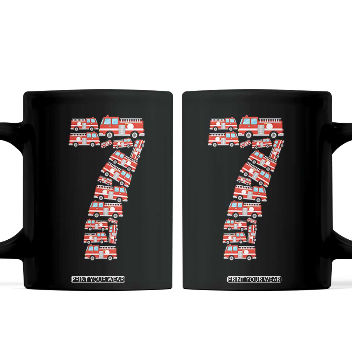 Fire Truck 7th Birthday Coffee Mug Firefighter Gift For Seven Year Old Kid