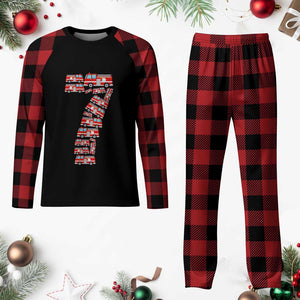 Fire Truck 7th Birthday Plaid Pajama Set Firefighter Gift For Seven Year Old Kid