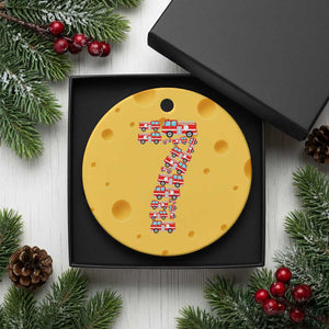Fire Truck 7th Birthday Ceramic Ornament Firefighter Gift For Seven Year Old Kid