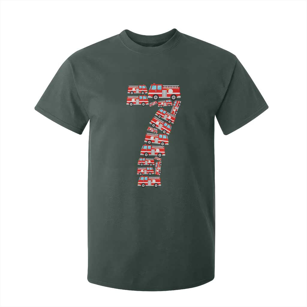 Fire Truck 7th Birthday T Shirt For Kid Firefighter Gift For Seven Year Old Kid