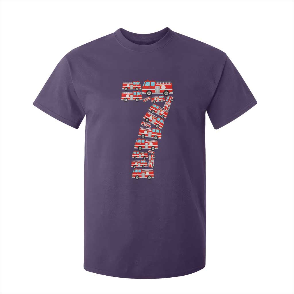 Fire Truck 7th Birthday T Shirt For Kid Firefighter Gift For Seven Year Old Kid