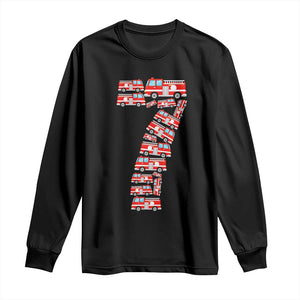Fire Truck 7th Birthday Long Sleeve Shirt Firefighter Gift For Seven Year Old Kid