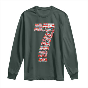 Fire Truck 7th Birthday Long Sleeve Shirt Firefighter Gift For Seven Year Old Kid