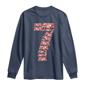 Fire Truck 7th Birthday Long Sleeve Shirt Firefighter Gift For Seven Year Old Kid