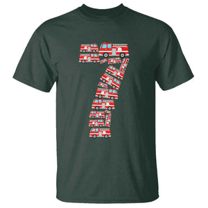 Fire Truck 7th Birthday T Shirt Firefighter Gift For Seven Year Old Kid