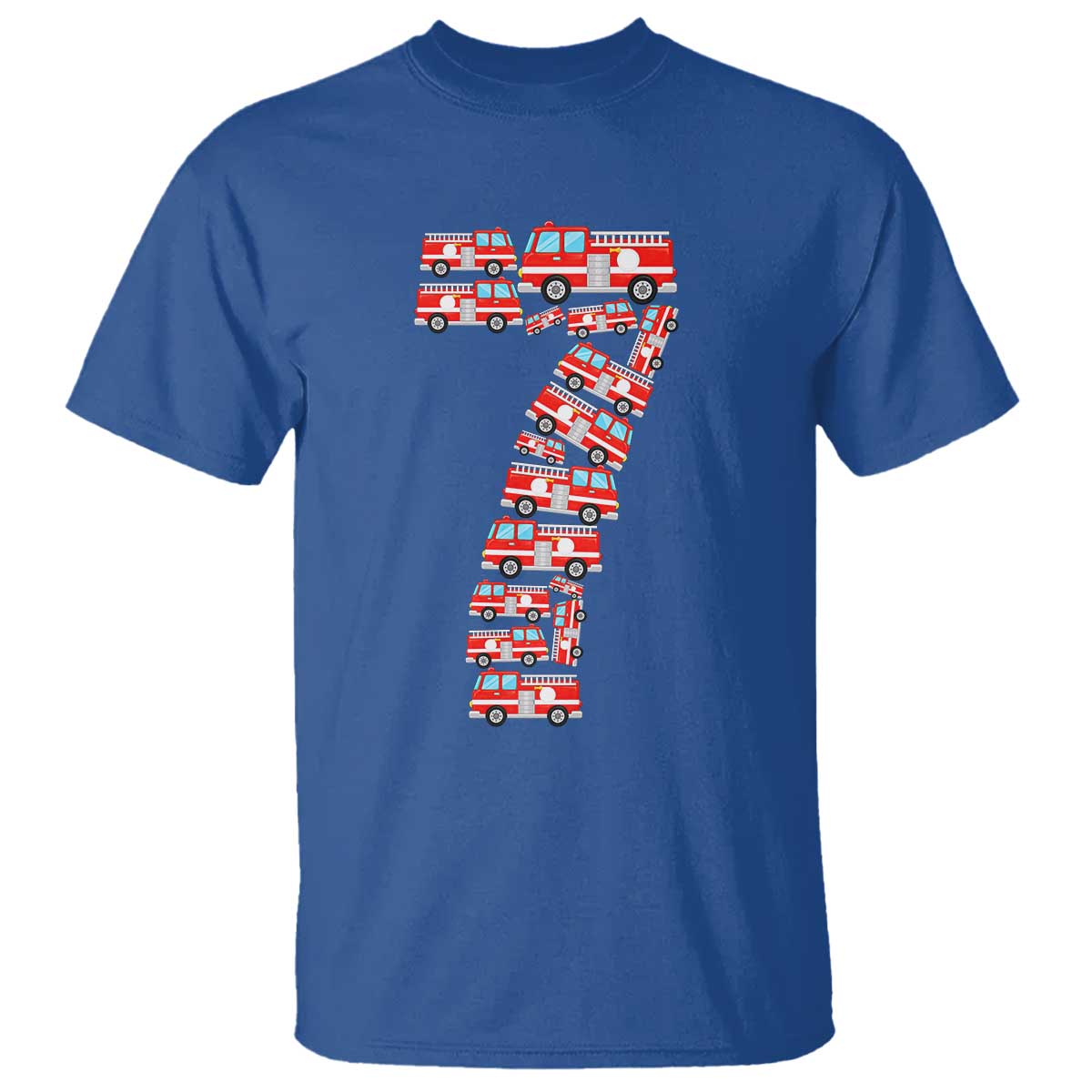 Fire Truck 7th Birthday T Shirt Firefighter Gift For Seven Year Old Kid