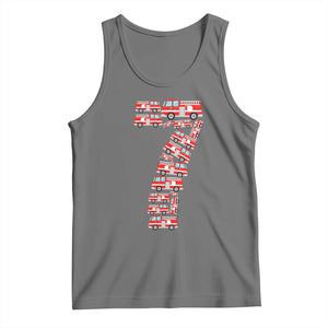 Fire Truck 7th Birthday Tank Top Firefighter Gift For Seven Year Old Kid