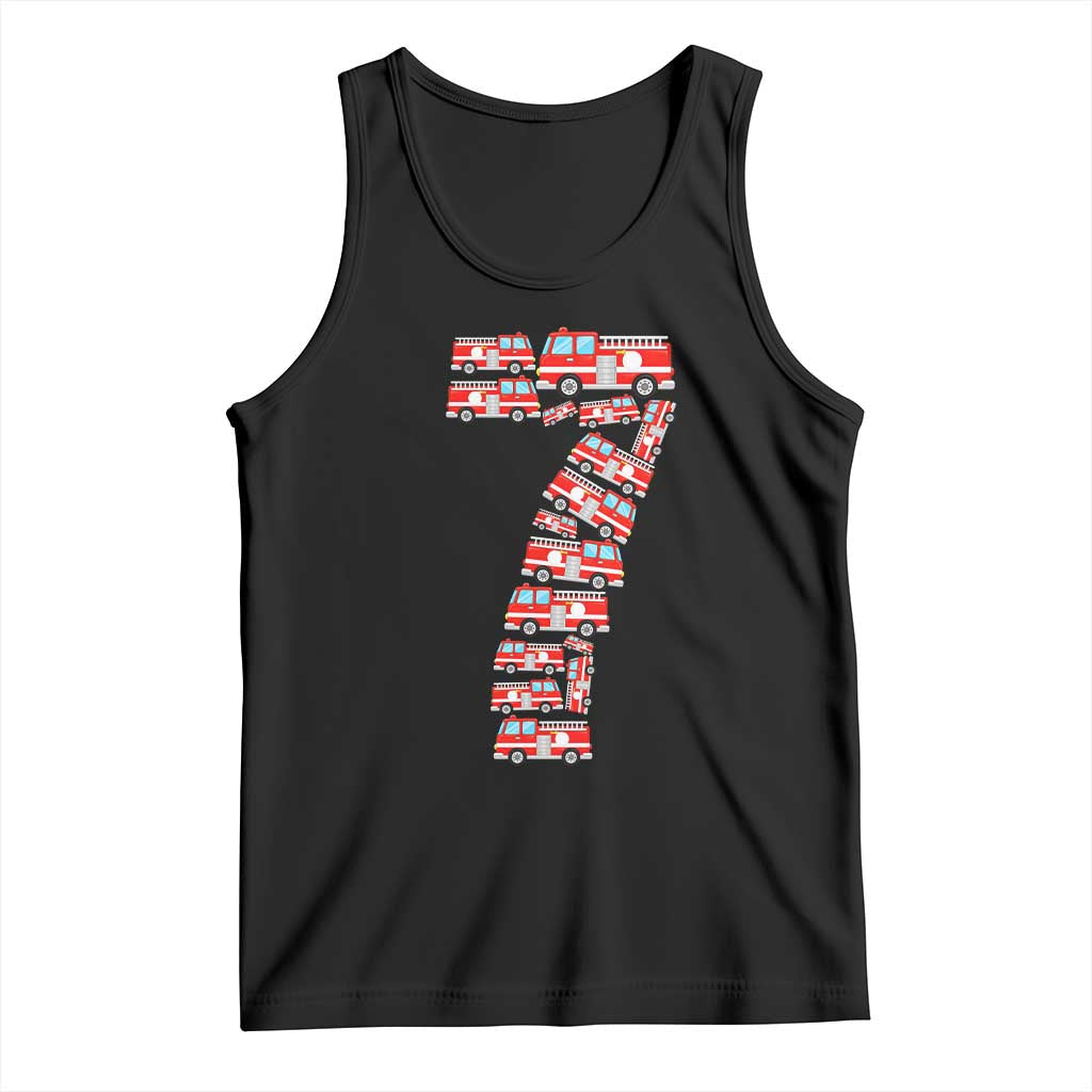Fire Truck 7th Birthday Tank Top Firefighter Gift For Seven Year Old Kid