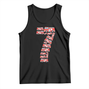 Fire Truck 7th Birthday Tank Top Firefighter Gift For Seven Year Old Kid