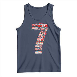 Fire Truck 7th Birthday Tank Top Firefighter Gift For Seven Year Old Kid