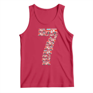Fire Truck 7th Birthday Tank Top Firefighter Gift For Seven Year Old Kid