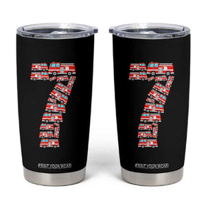 Fire Truck 7th Birthday Tumbler Cup Firefighter Gift For Seven Year Old Kid