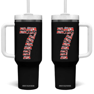 Fire Truck 7th Birthday Tumbler With Handle Firefighter Gift For Seven Year Old Kid
