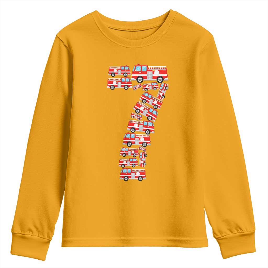 Fire Truck 7th Birthday Youth Sweatshirt Firefighter Gift For Seven Year Old Kid