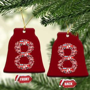 Fire Truck 8th Birthday Ceramic Ornament Firefighter Gift For Eight Year Old Kid
