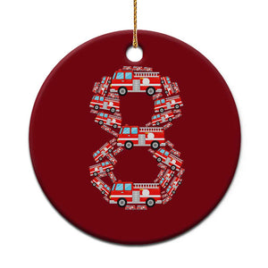 Fire Truck 8th Birthday Ceramic Ornament Firefighter Gift For Eight Year Old Kid