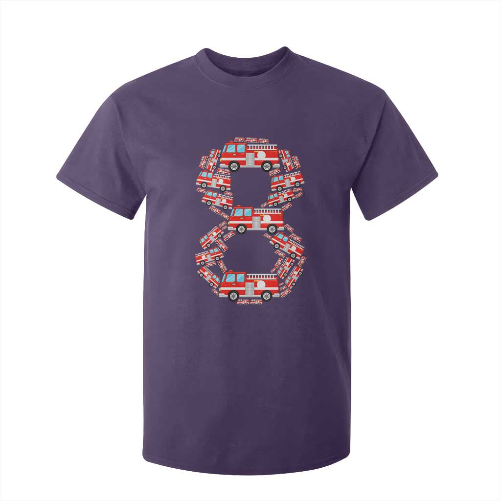 Fire Truck 8th Birthday T Shirt For Kid Firefighter Gift For Eight Year Old Kid
