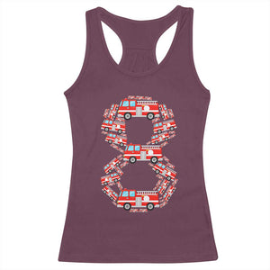 Fire Truck 8th Birthday Racerback Tank Top Firefighter Gift For Eight Year Old Kid